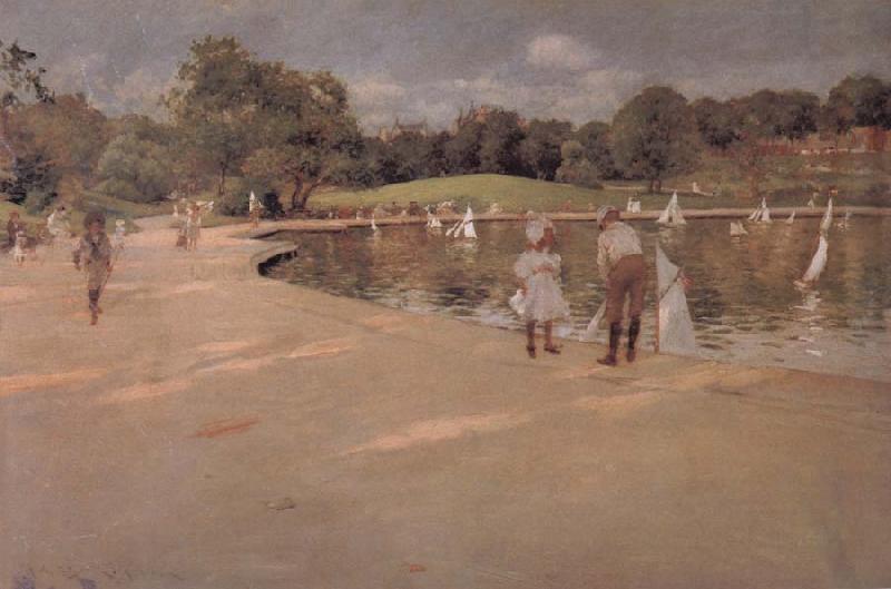 William Merritt Chase The boat in the park Sweden oil painting art